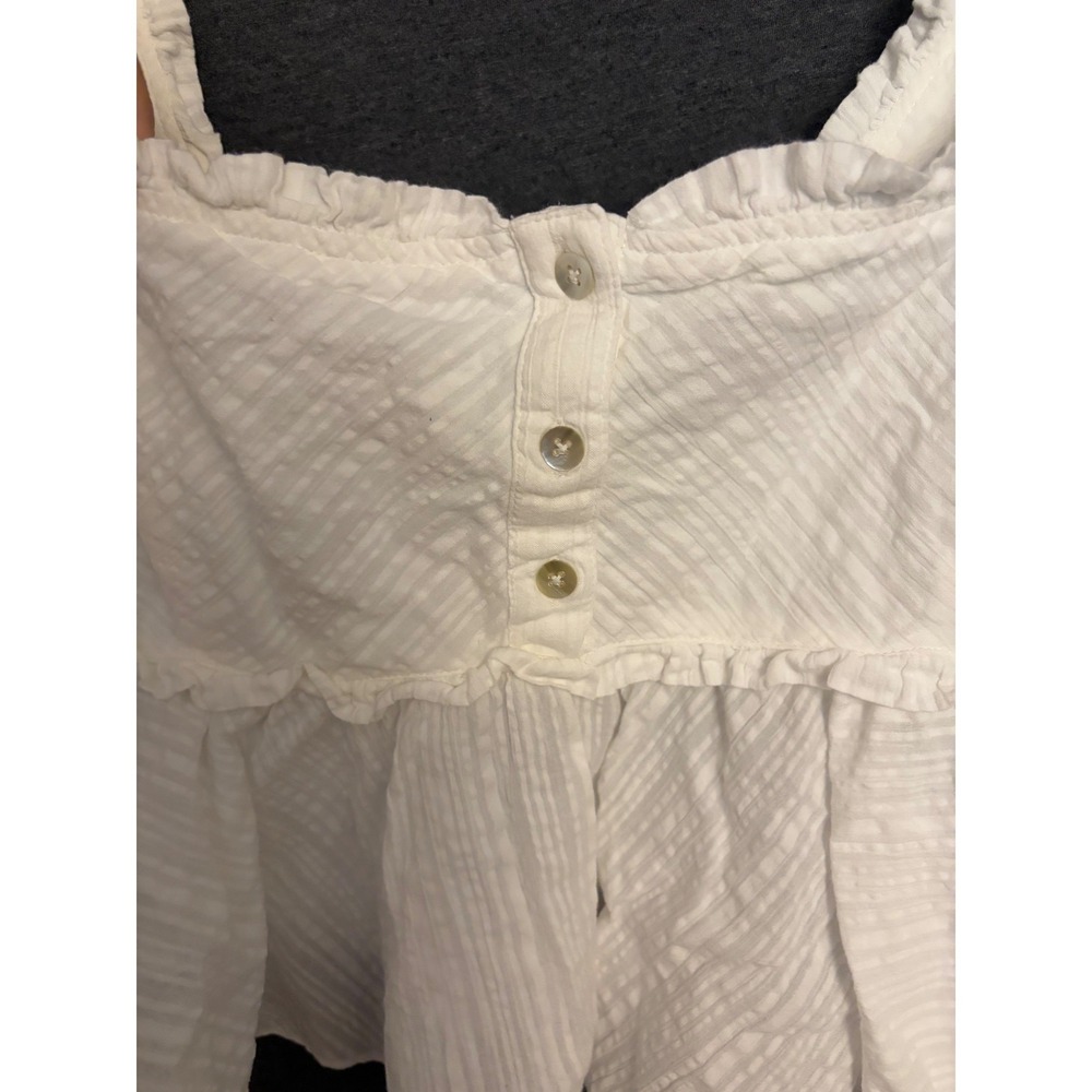 Free People White Peasant Puff Sleeve Smocked Hem Blouse - Picture 3 of 11